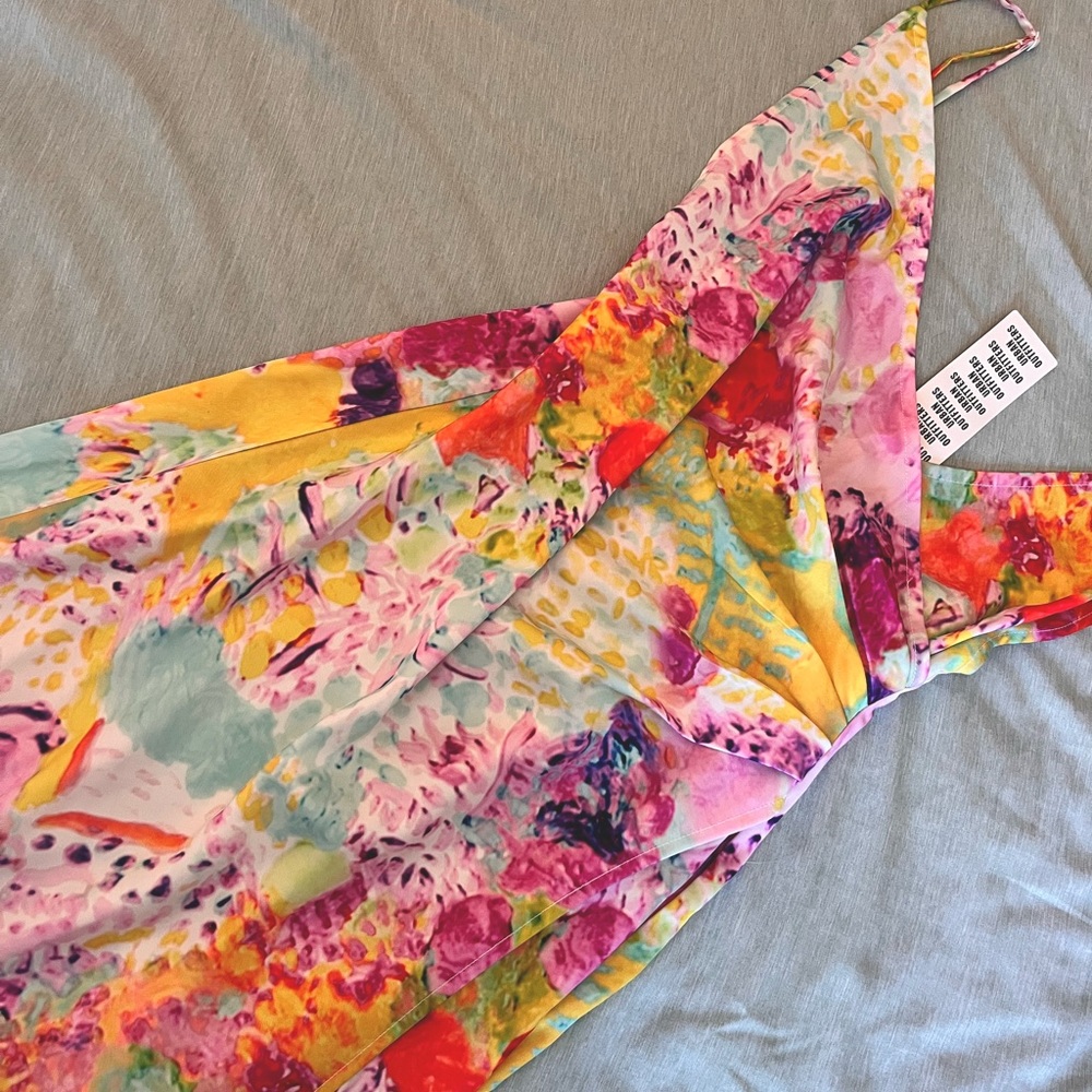 Urban Outfitters Multicolor Floral Midi Dress - Pink, Yellow, Green, Blue